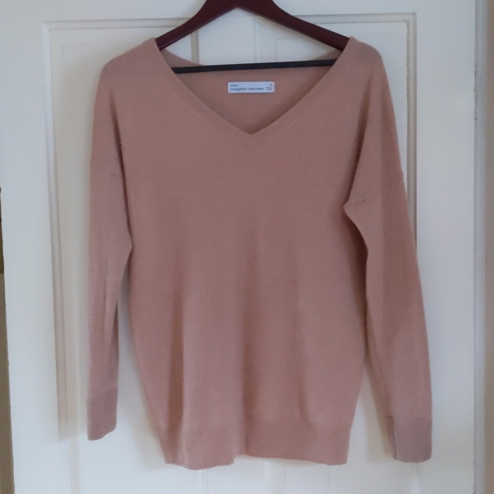 Heathered Pink Grana Mongolian Cashmere Sweater, M